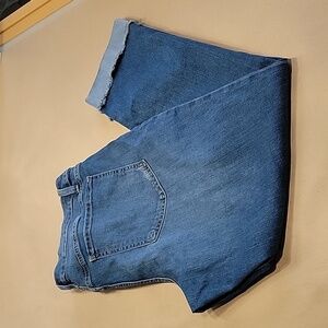 Lee Riders, Size 16 Fringe Cuff Boyfriend Stretch Denim Blue Jeans, EUC